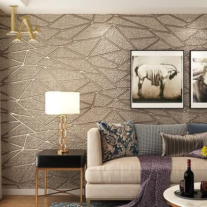 Modern Geometric Patterned Textured PVC Wallpaper for Living Room Decor