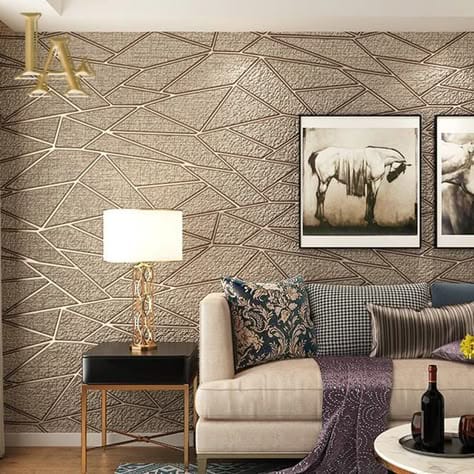 Modern Geometric Patterned Textured PVC Wallpaper for Living Room Decor