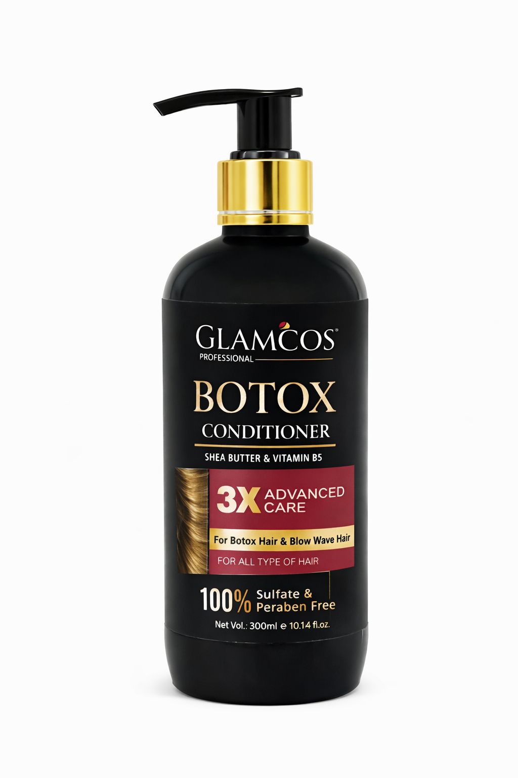Glamcos Professional Botox Conditioner with Shea Butter & Vitamin B5 – 3X Advanced Care for Dry, Frizzy & Chemically Treated Hair (300 ml)
