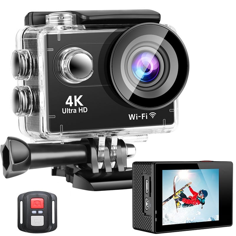 AUSHA 4K Ultra HD Action Camera with 60FPS, EIS Anti-Shake, Wi-Fi App Control, 170° Lens, Waterproof Case