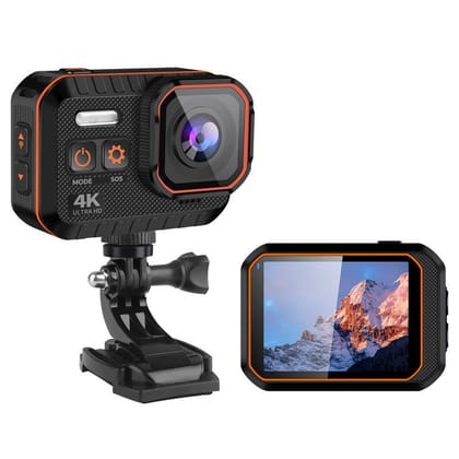 AUSHA Adventure 4K Action Camera with EIS Stabilization, Wi-Fi, 170° Lens, Wireless Remote, Waterproof Case for Biking & Vlogging
