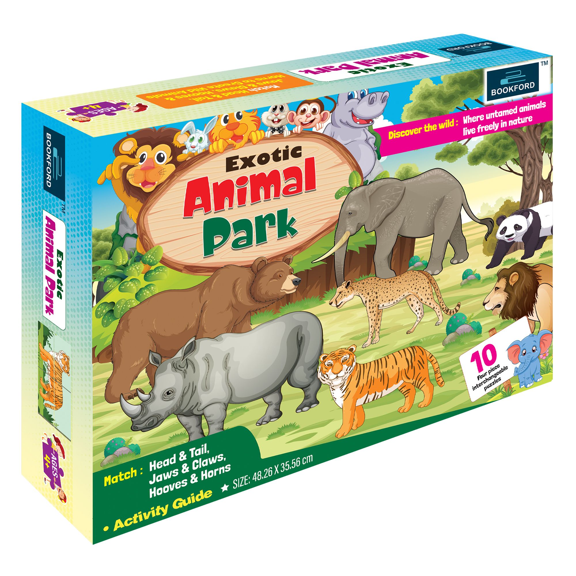 Bookford Exotic Animal Park Cards Puzzle - 40 Pieces