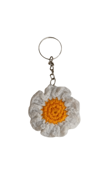 Handmade Crochet Daisy Flower Keychain