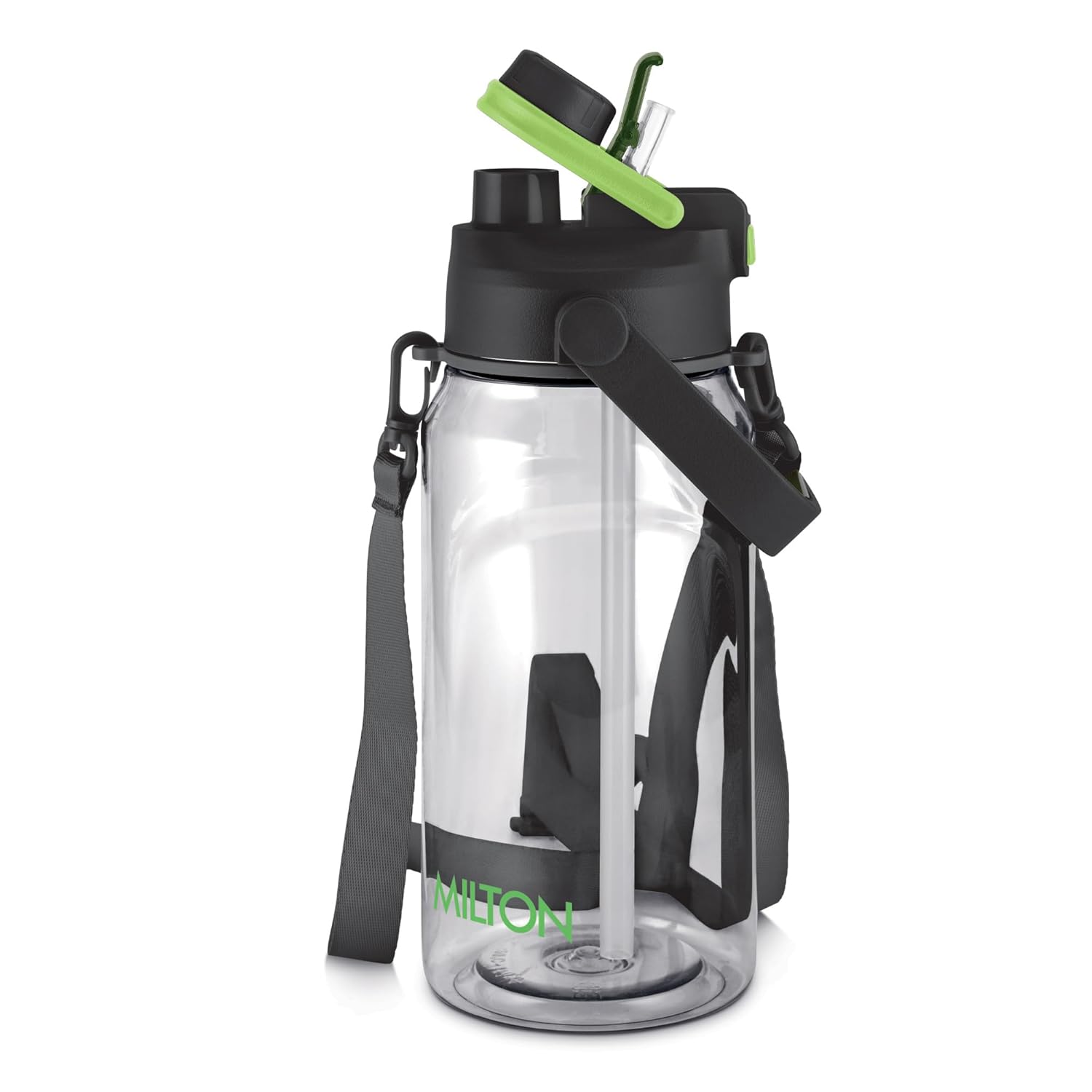 MILTON Eros 1500, 2-in-1 Sip or Gulp Lid Water Bottle 1.47L | Unbreakable Plastic - Crystal Clear Design | Leak-Proof & BPA-Free, One-Click Open | Ideal for Office, Gym & Travel Use