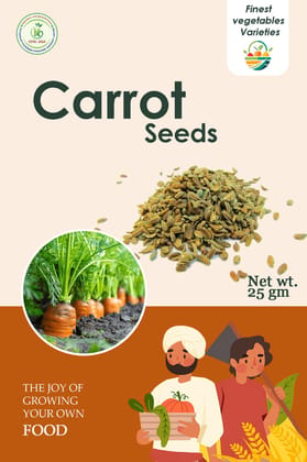 Premium Carrot Vegetable Seeds - 25gm Pack for Home Gardening, Finest Varieties