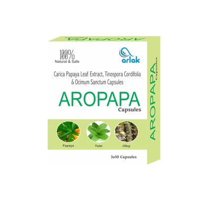 Arlak Aropapa Papaya Leaf Capsules For Boosting Immunity & Improves Blood Platelets (30 Capsules)
