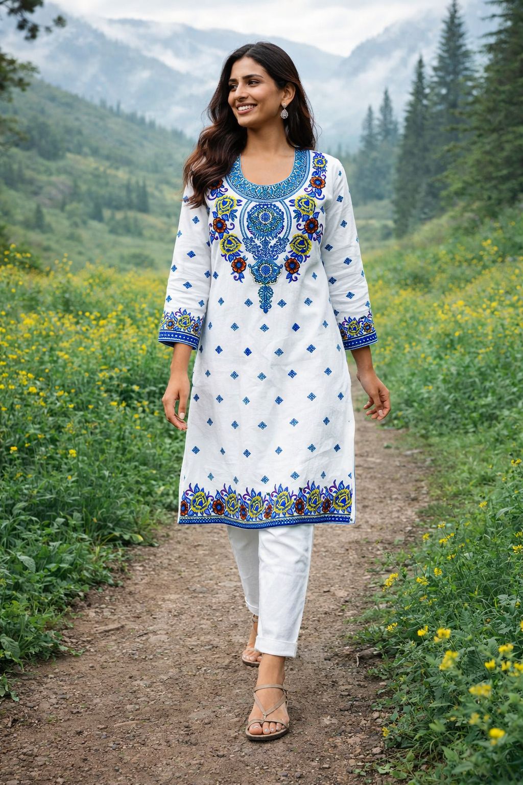 Women’s White Cotton Kurti