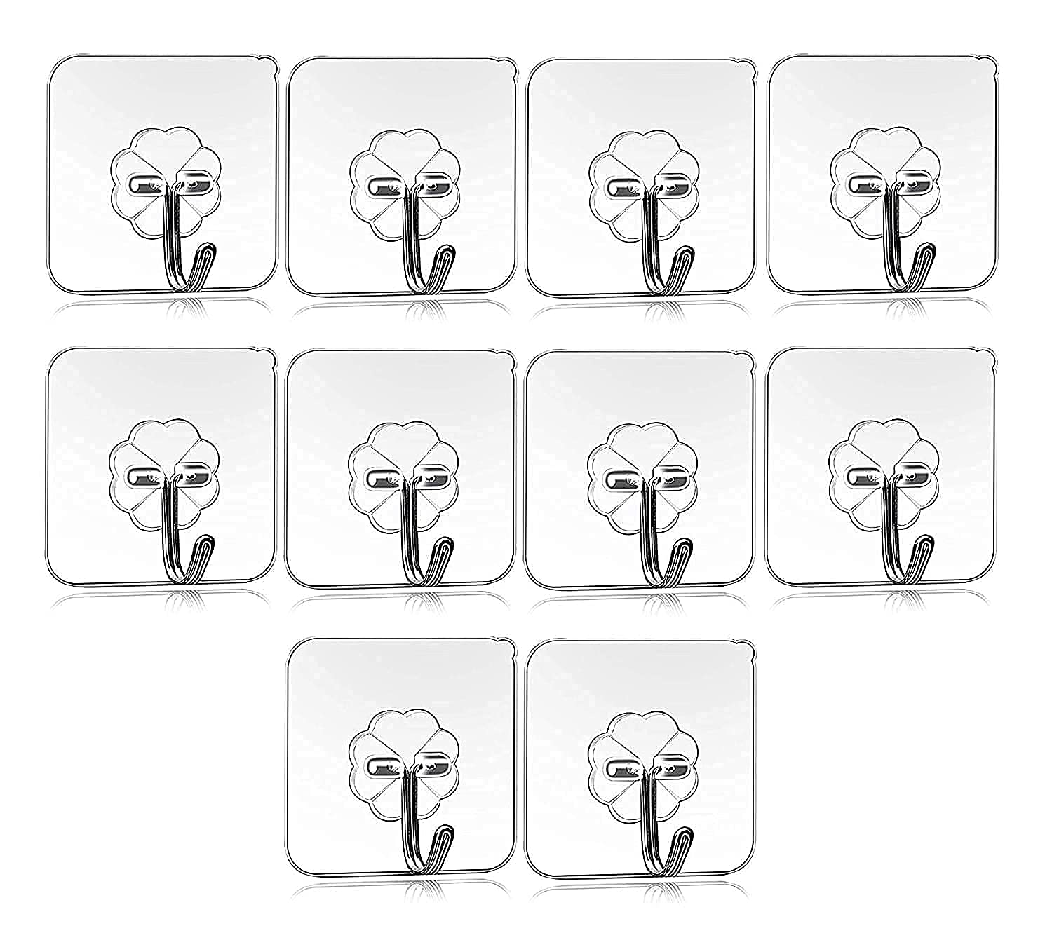 Heavy Duty Self Adhesive Wall Hook Flower Shape Design (10 PCS)