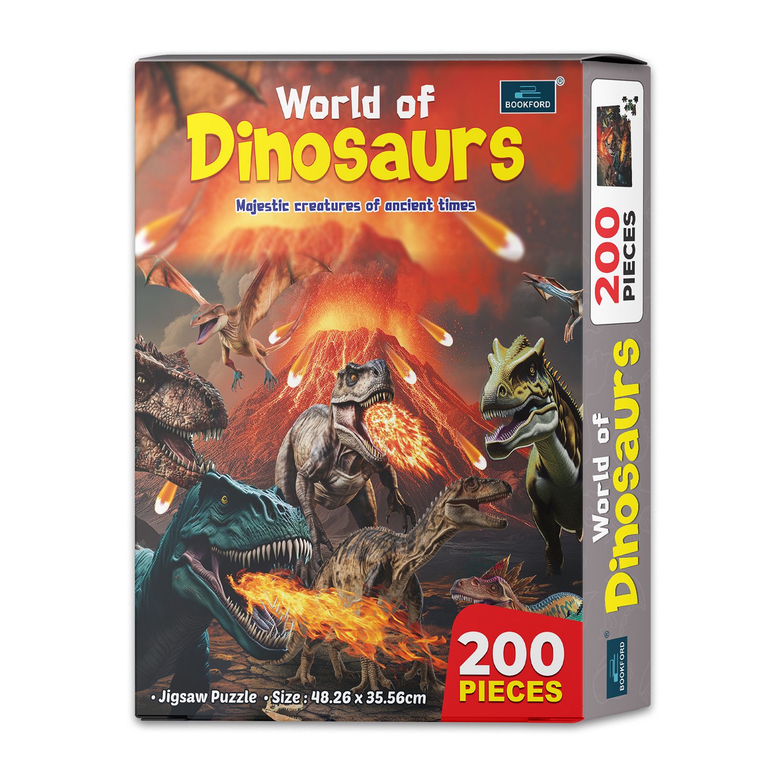200 Pieces - Bookford World Of Dinosaurs Jigsaw Puzzle