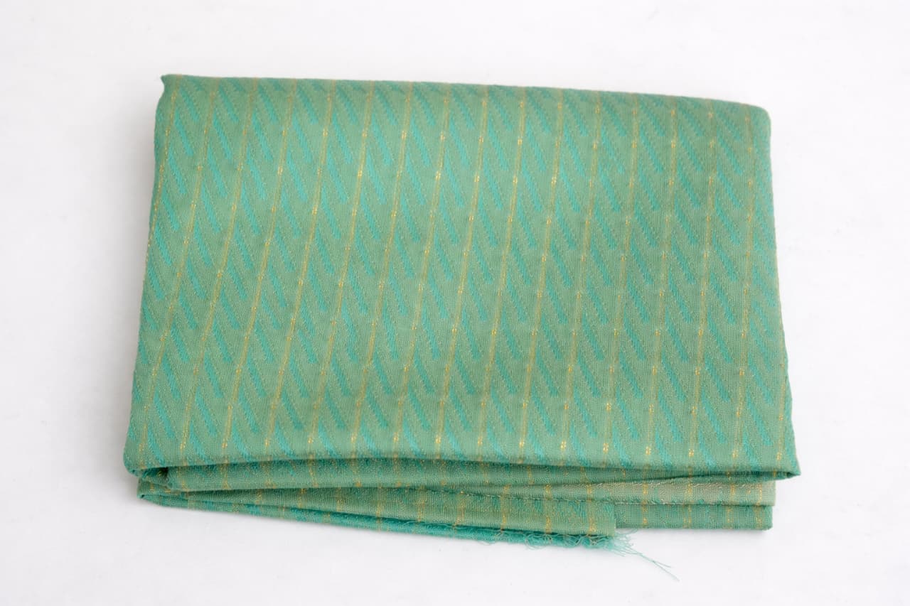 Green Color 1 Meter Unstitched Blouse Piece with Gold Zari Design | Premium Blouse Fabric