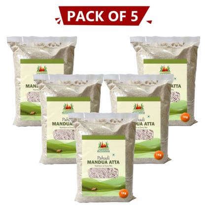 Pahadi Mandua Atta 1 kg Pack of 5 by Moteshwar Farmer Producer Company Limited