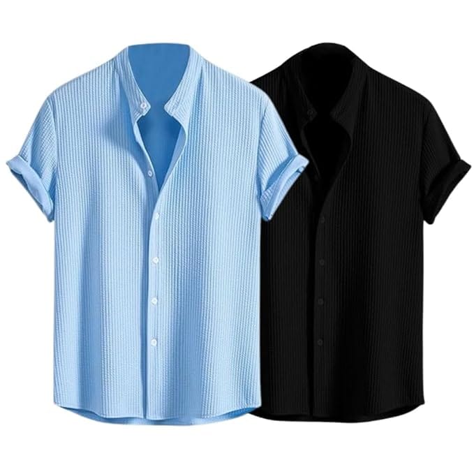 GRECIILOOKS Men's Polycotton Regular Fit Casual Shirt (Pack Of 2)