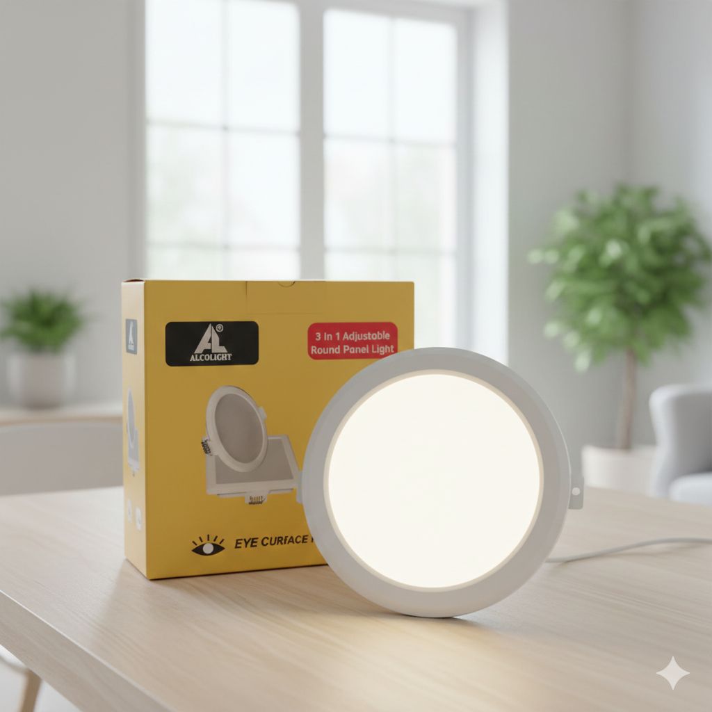 ALCOLIGHT 3 in 1 Adjustable Round LED Panel Light, White - Eye Comfort Surface