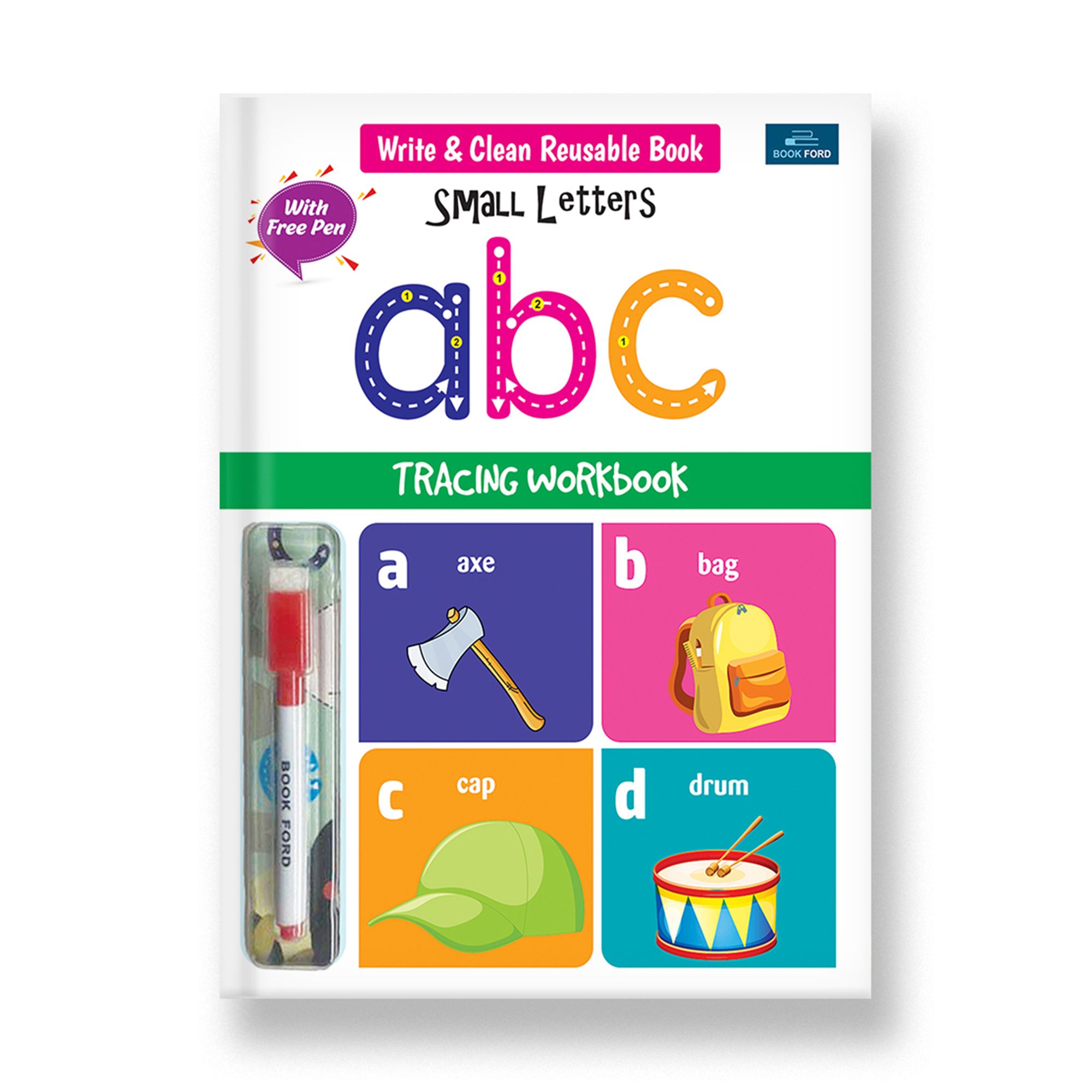 Write And Clean Reusable Book - Small Letter Abc Tracing Workbook For Kids