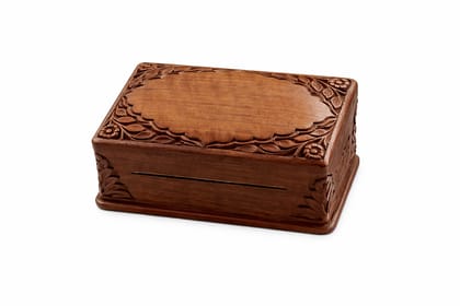 Hand-Carved Wooden Keepsake Box with Floral Design
