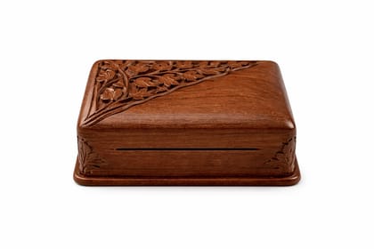 Hand-Carved Wooden Trinket Box with Floral Design