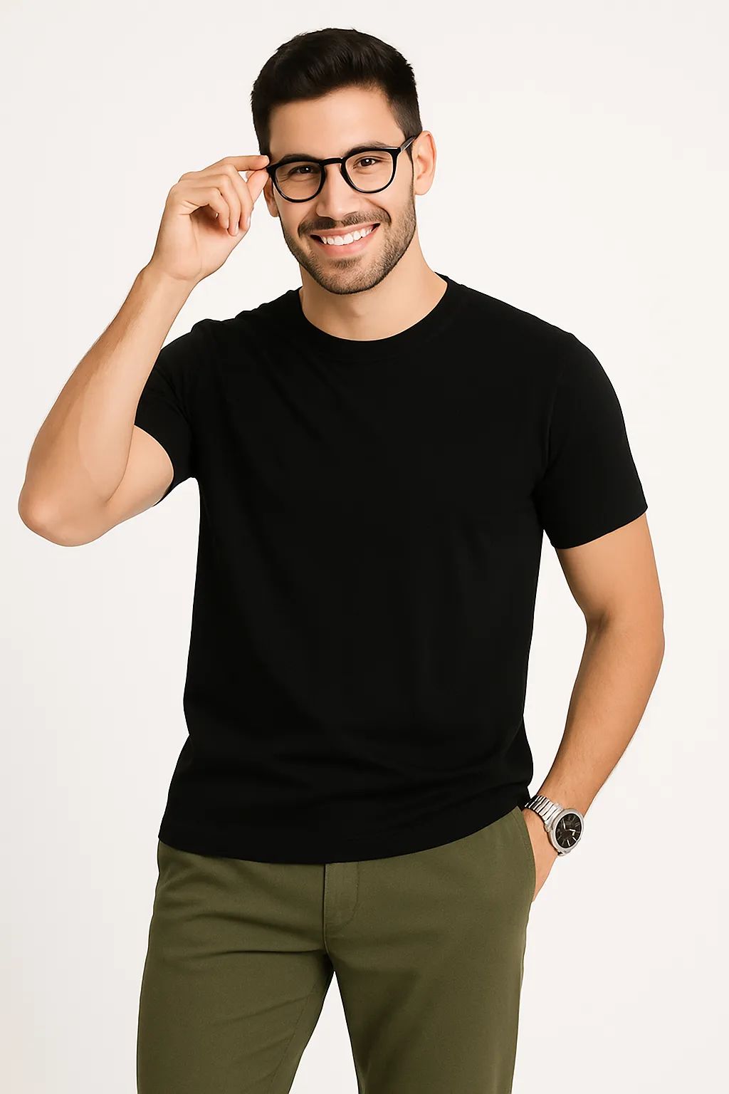 Men's 100% Pure Cotton Solid Black T-Shirt | Round Neck | Regular Fit | Summer Casual Wear