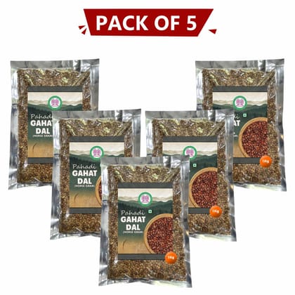 Pahadi Gahat Dal 1 kg Pack of 5 by Trijuginarayan Farmer Producer Company - Power of the Hills in Every Grain