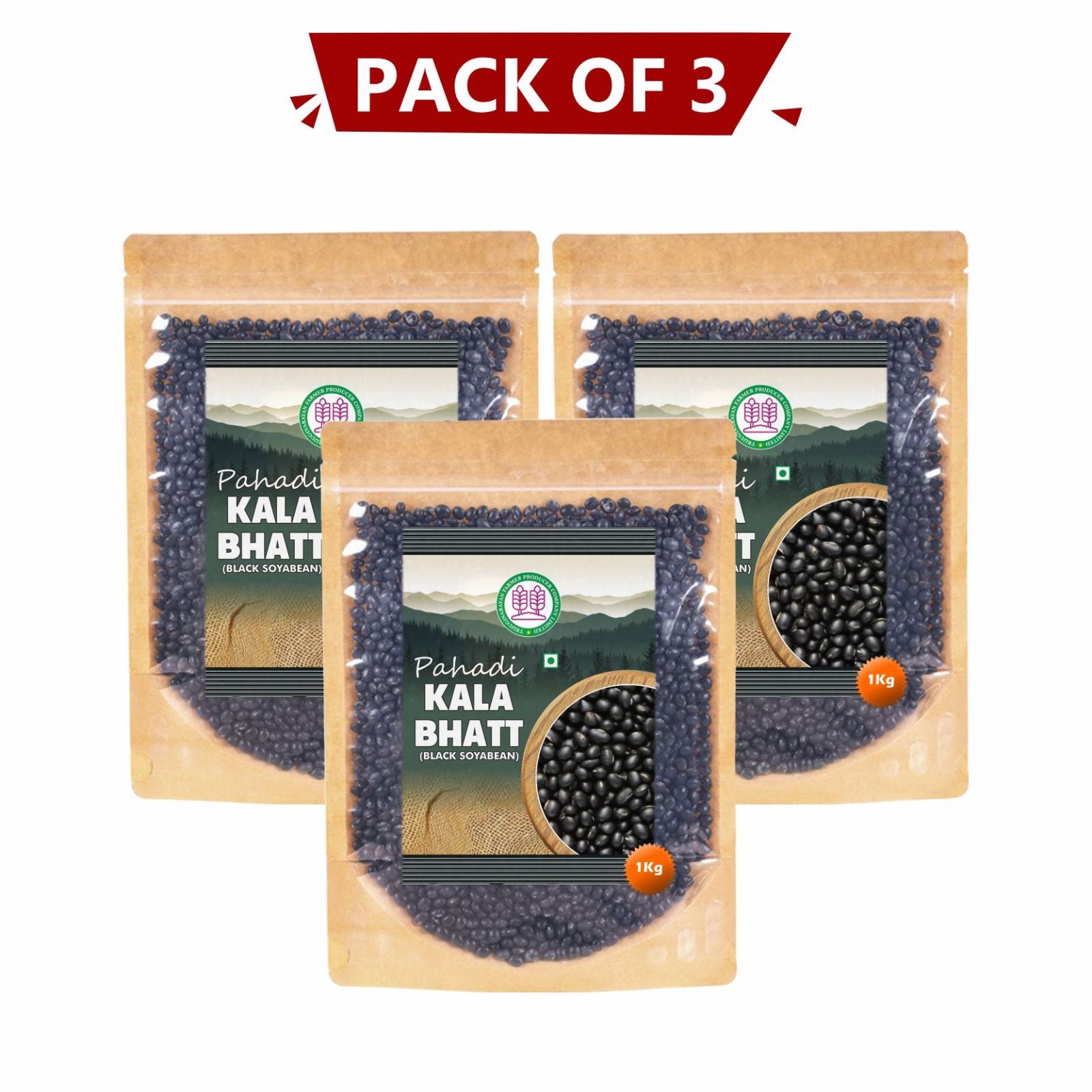 Kala Bhatt (Black Soyabean) 1 kg Pack of 3
