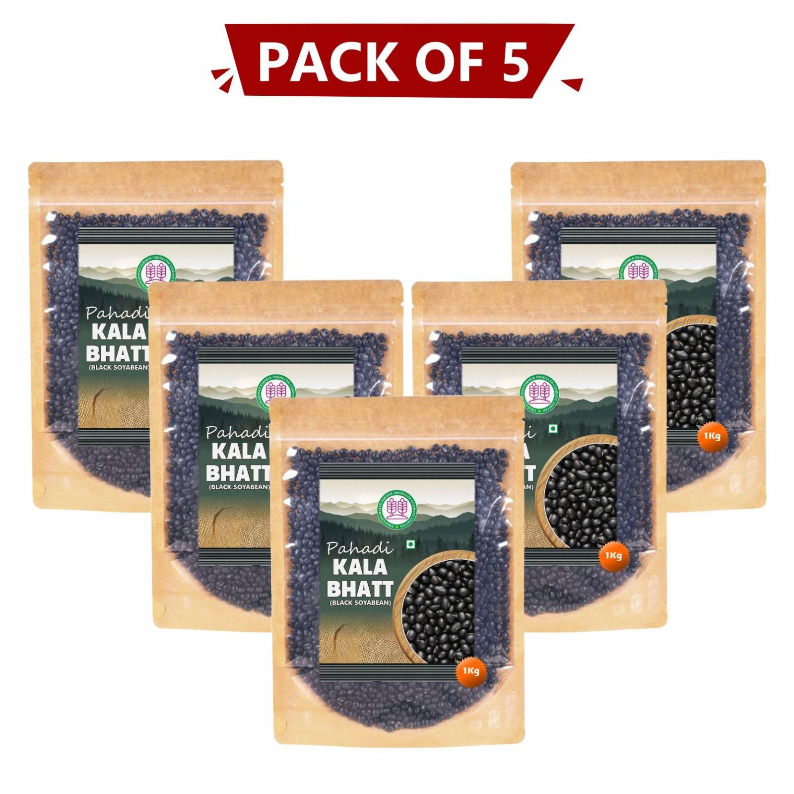 Kala Bhatt (Black Soyabean) 1 kg Pack Of 5