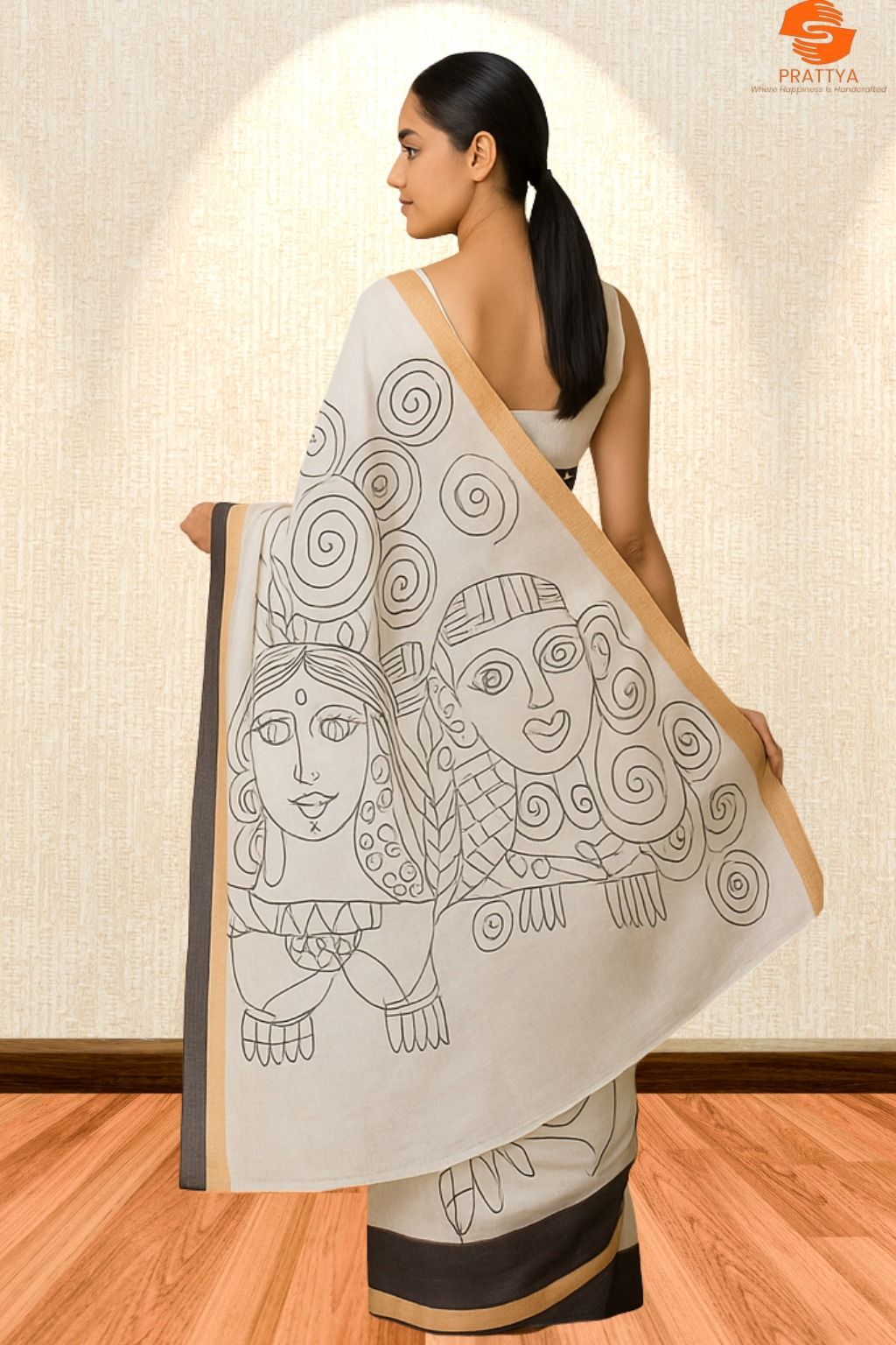 Kerala cotton saree hand painted