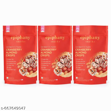 Epiphany Snacks Cranberry Almond Energy Bar Dry Fruit Energy Bar Crunch Delicious Dry Fruit healthy Protein Snack No Added Sugar (85 grams) Pack of 3
