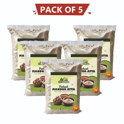 Ragi Flour (Mandua Atta) 1 kg Pack of 5 by Ghandiyal Devta Farmer Producer Company Limited