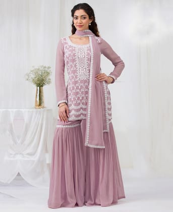 New Pink Georgette Sharara Suit for Women (Festival Wear)
