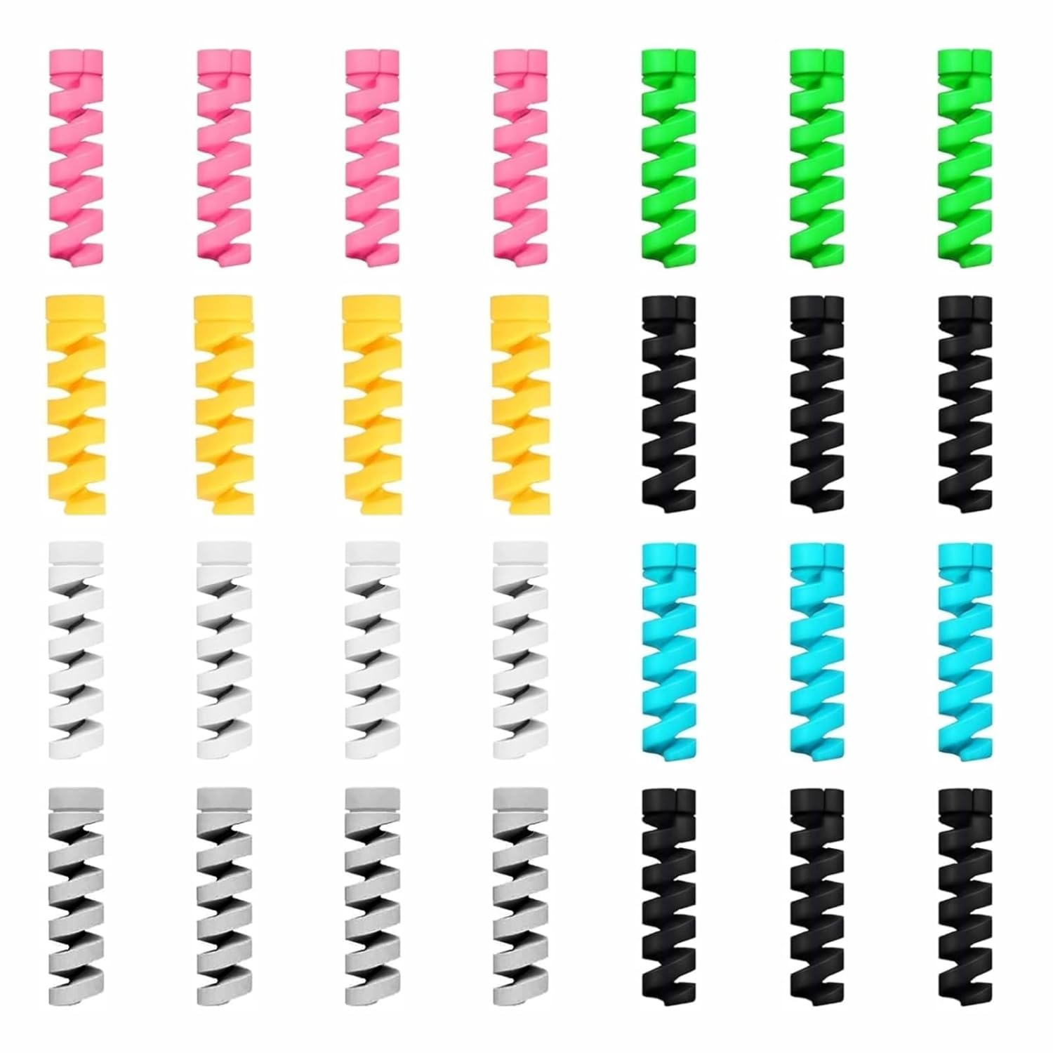 Essentials Spiral Cable Protector Cord Saver for Mac Charger, iPhone Charger, Wire Protector, Lightweight Durable Flexible Wire Winder for Charging Cables, Data Cables, Earphones, Pack of 12