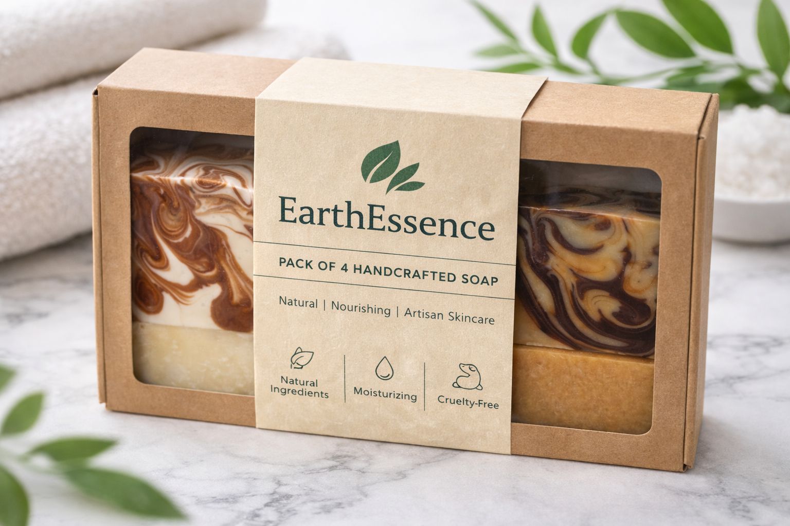 EarthEssence Pack of 4 Handcrafted Natural & Nourishing Artisan Soaps
