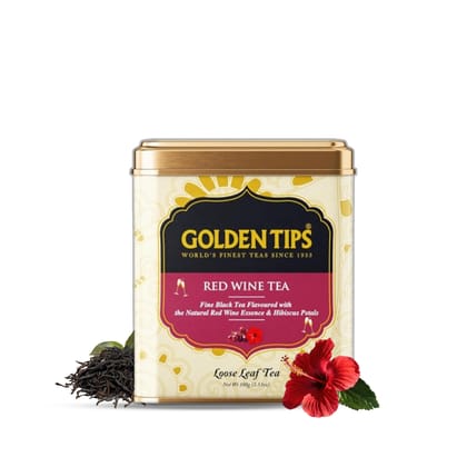 Golden Tips Red Wine Tea Loose Leaf Black Tea with Red Wine Essence, Hibiscus, Fruity & Floral Smooth, Aromatic Drink Enjoyed Hot or Cold (100 Gram- 50 Cups) Golden Tips Red Wine Tea Loose Leaf Black Tea with Red Wine Essence, Hibiscus, Fruity & Floral Smooth, Aromatic Drink Enjoyed Hot or Cold (100 Gram- 50 Cups)