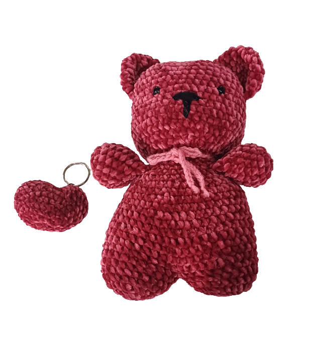 Cute Teddy Bear Plush Soft Toy with Heart Keychain