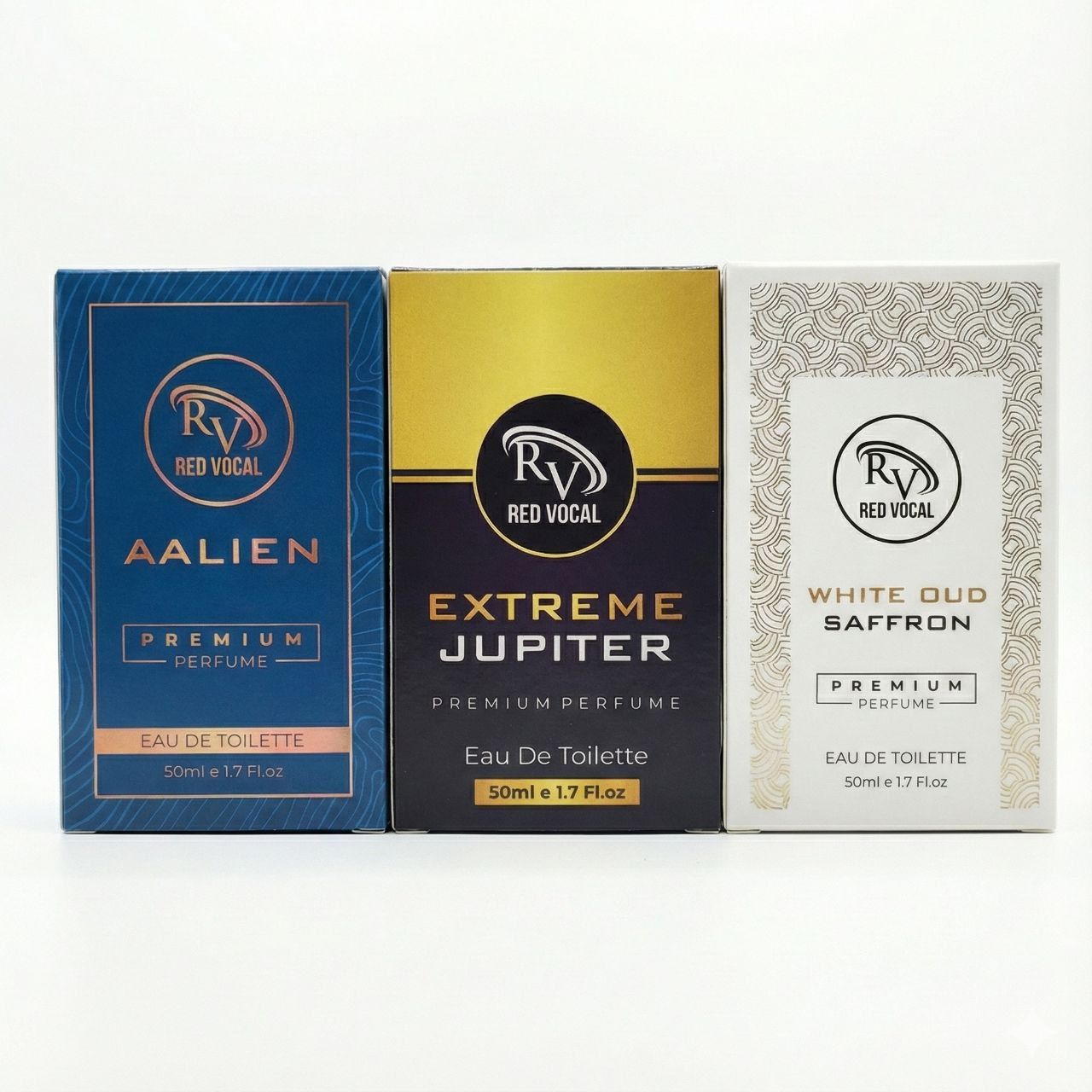 Red Vocal Aalien, Extreme Jupiter & White Oud Saffron Perfume Combo | Premium Eau De Toilette Set | 3 × 50ml