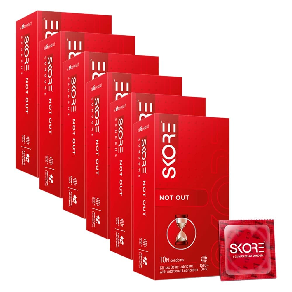 Skore Not Out (Climax Delay with 1500 and Raised Dots) Condoms -60 Sheets