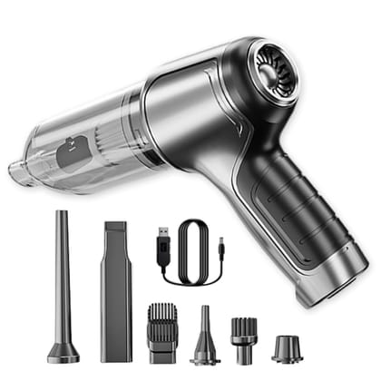 Premium 3 in 1 Vacuum Cleaner with 3 Attachments & Blower | Cordless Handheld Vacuum Cleaner for Wet & Dry Cleaning for Home, Office, Car, Keyboard, Travel, Sofa and Office (Grey)