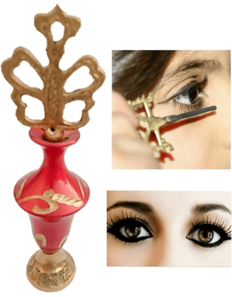 Mii Art Brass Surmedani With Funnel/Kuppi And Surma Use In Eye's Makeup [Size-12-cm] Pack Of-1 Funnel, 2 Surma Packed, 1 Brass Surmedani