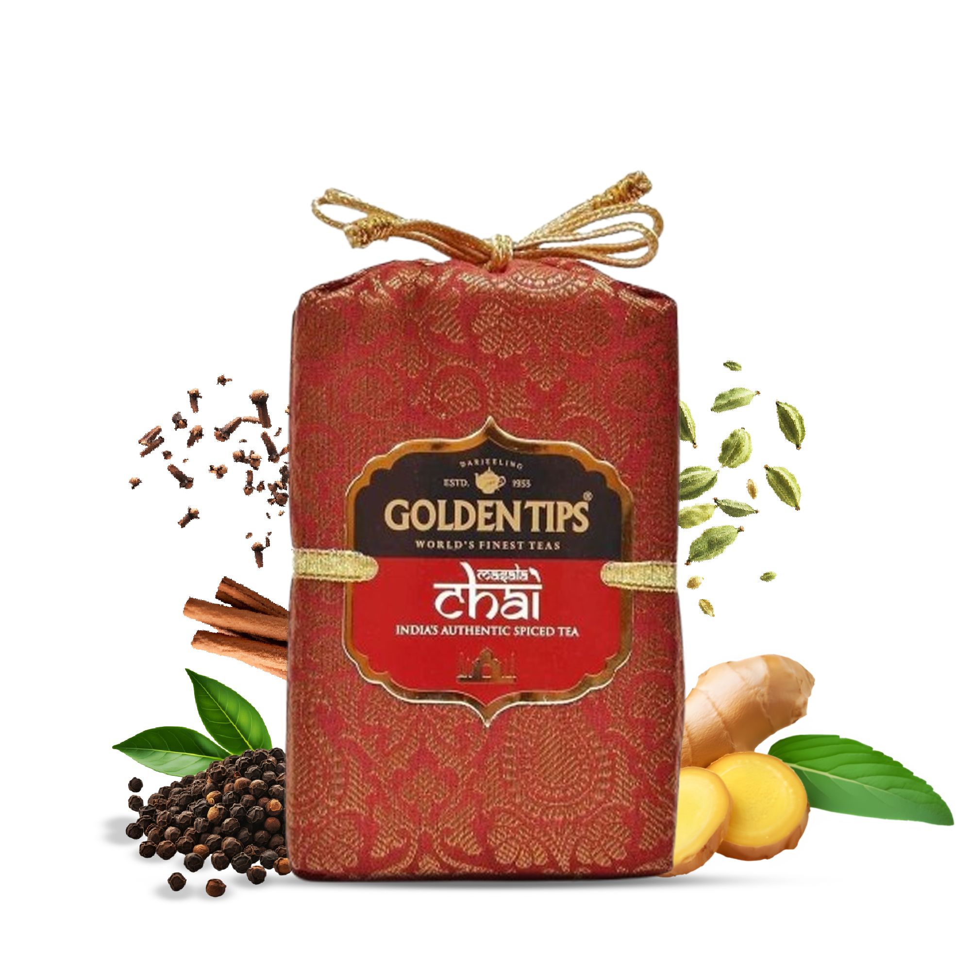 Golden Tips Spice Tea India's Masala CTC Loose Leaves Brocade Bag (200 Gram , 100 cups)