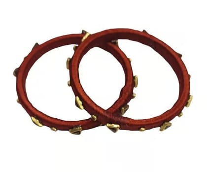 Elegant Maroon Thread Studded Bangles Set