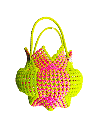Hand-Woven Star-Shaped Plastic Wire Pooja Basket / Pot Koodai