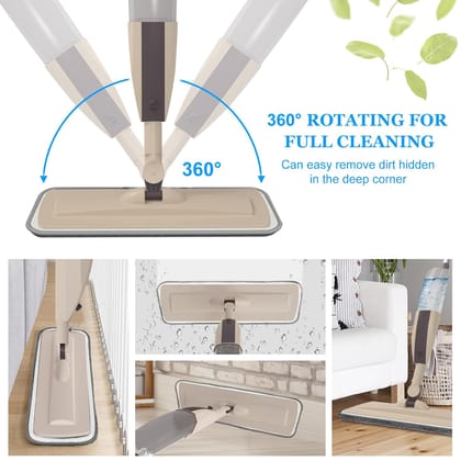 HARBAK,Spray Mop with Refillable Water Tank | 360° Rotating Flat Mop | Microfiber Pads | Wet & Dry Floor Cleaner