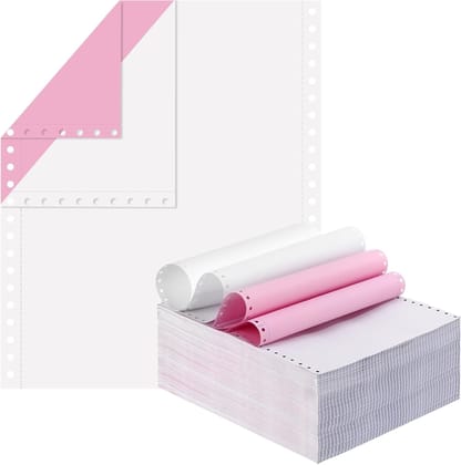7Star Dot Matrix Carbonless Continuous Feed Computer Paper with Tractor Hole 10x12 Inch, 2 Part 500 Sets White and Pink