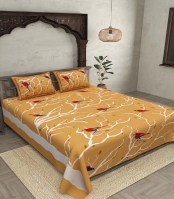 Soft Cotton 180 TC Sparrow Symphony Double Bedsheet