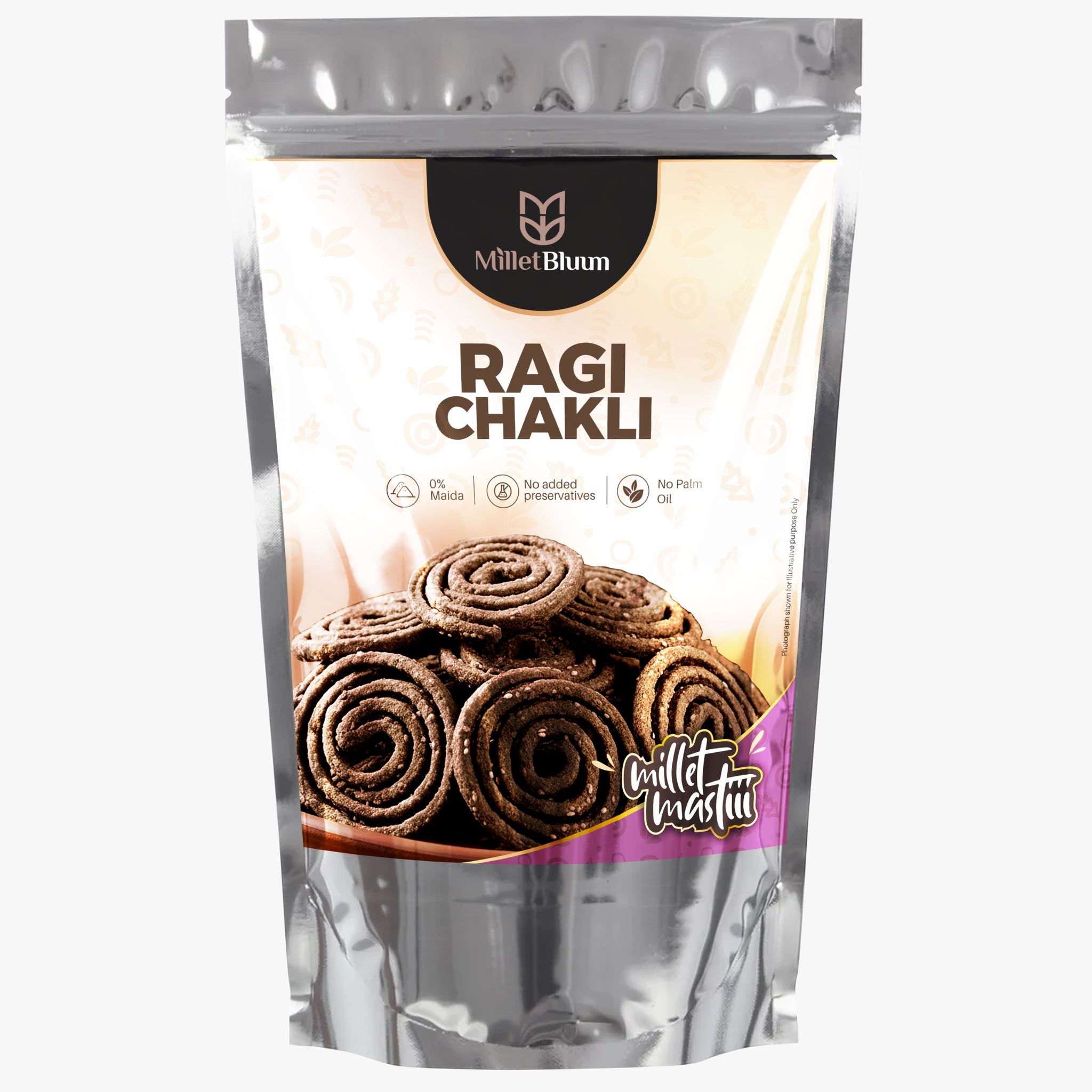 Millet Bluum Ragi Chakli - Wholesome & Crunchy Savory Snack, 60% Ragi Flour