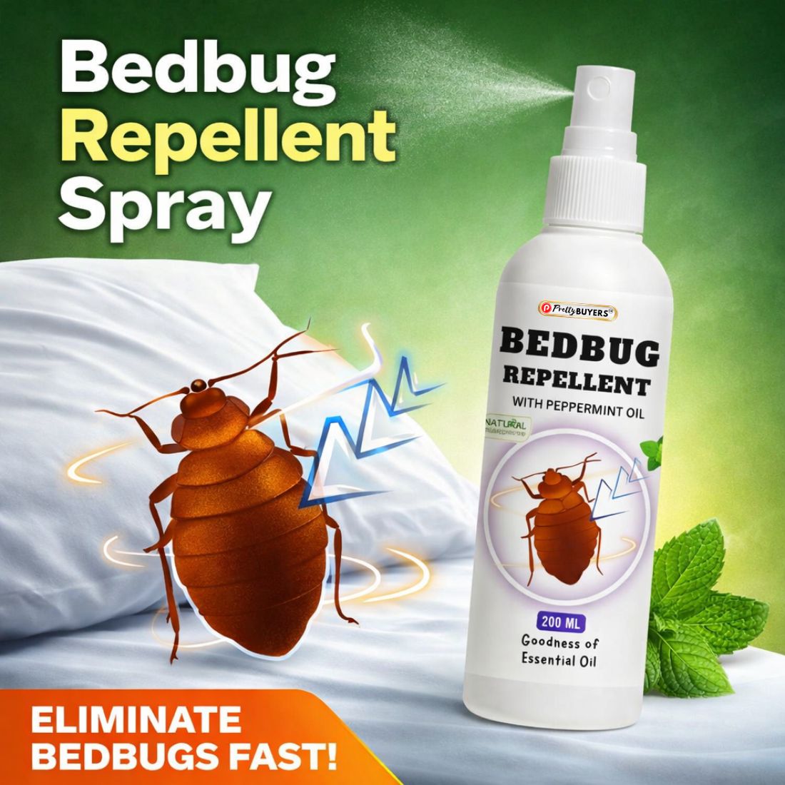 PrettyBUYERS Herbal Bed bug Repellent Spray with Peppermint Oil | Organic Khatmal Marne Ka Spray 200ml (Pack Of 1)