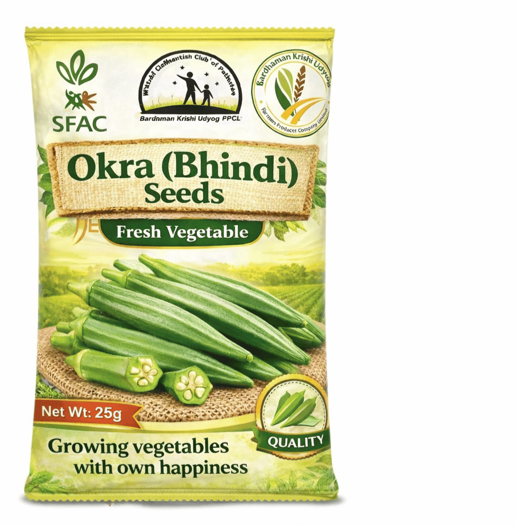 Premium Okra (Bhindi) Seeds for Fresh Homegrown Vegetables, 25g