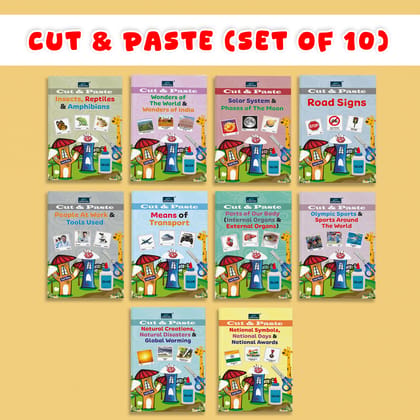 Cut & Paste Combo Set of 10 Activity Books for Kids Part 2 – Creative Craft Fun, Scissor Skills, Hands-On Learning, Fine Motor Development
