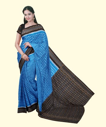 Blue Sambalpuri Handwoven Single Ikat Cotton Saree SFCSAR2008