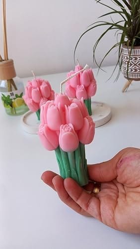 Pink Tulip Bouquet Decorative Wax Candles