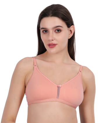 WAONY Women's Seamless Non-Wired T-Shirt Bra – Full Coverage Cotton Blend Comfort Bra with Mesh Detailing & Adjustable Straps