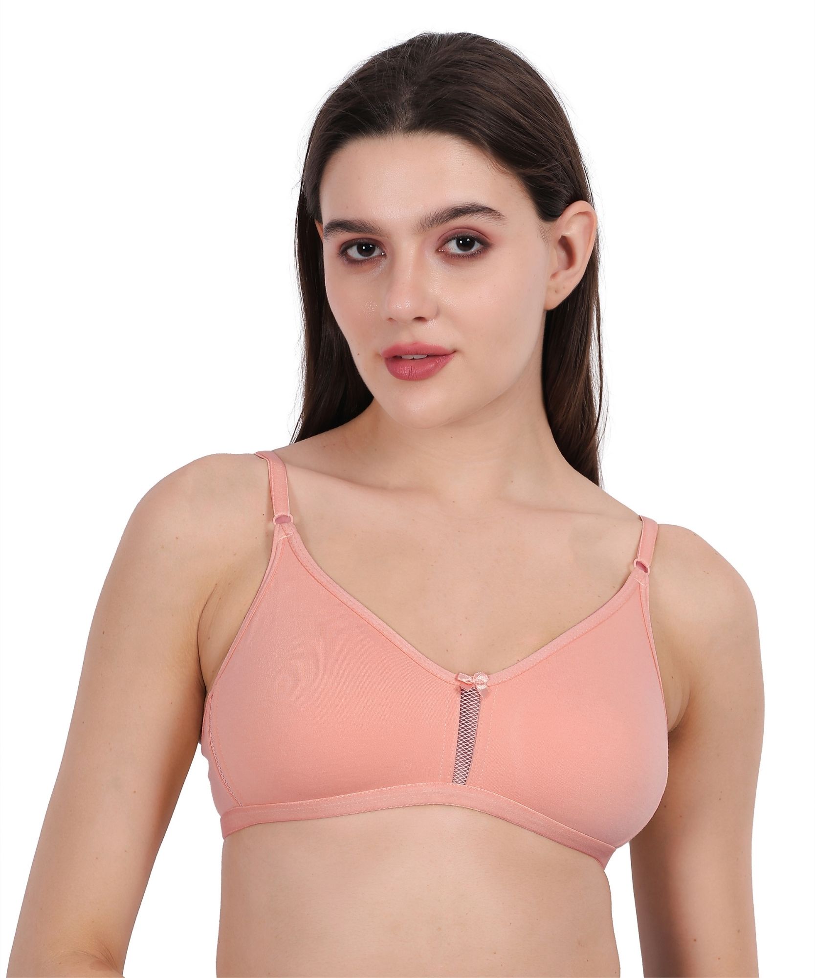 WAONY Women's Seamless Non-Wired T-Shirt Bra – Full Coverage Cotton Blend Comfort Bra with Mesh Detailing & Adjustable Straps
